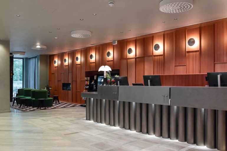 Reception lobby Scandic Park in Stockholm
