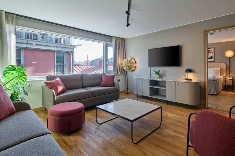 living room in presidential suite at scandic europa in gothenburg