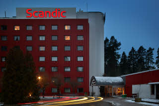Facade evening Scandic Gavle Vast in Sweden