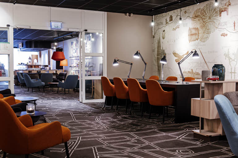 Scandic Umea Syd, conference lobby, working tables, working station