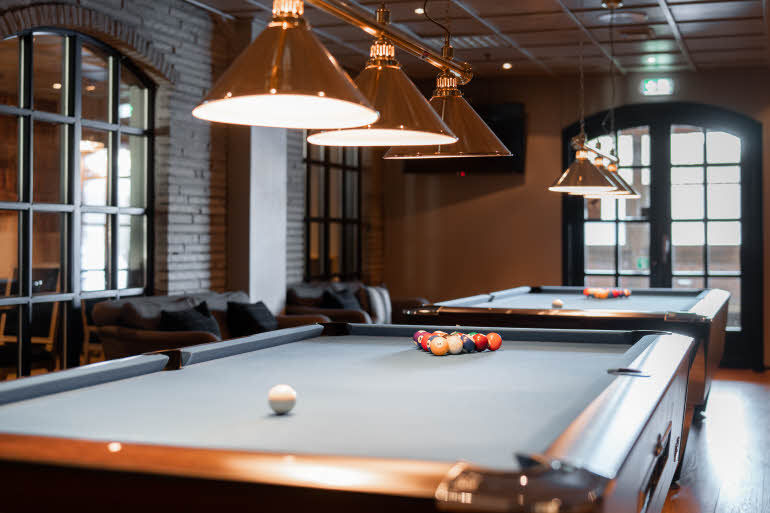 billiards in lobby at scandic hafjell in lillehammer