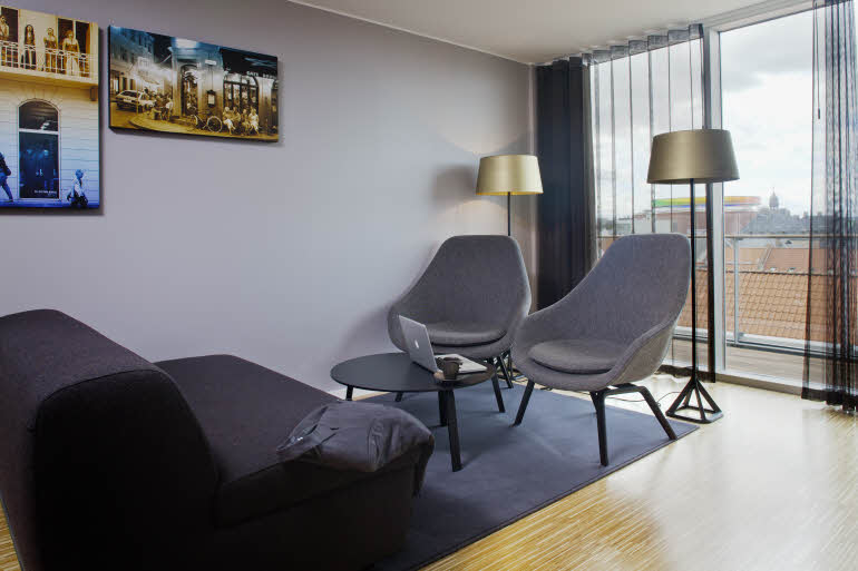 Scandic Aarhus City, suite, view, living room, Aros