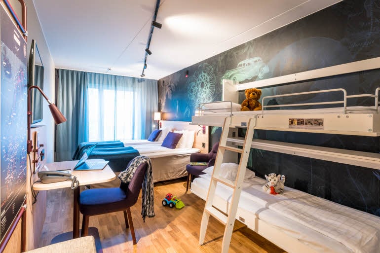Overview of Standard Family Four room at Scandic Kungens Kurva in Stockholm
