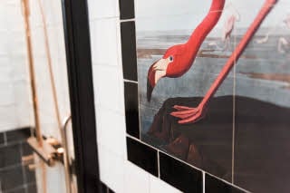 Decoration in bathroom flamingo on wall Haymarket by Scandic