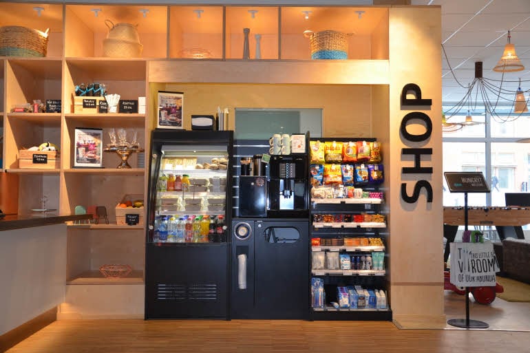 Shop in lobby at Scandic Kista in Stockholm Sweden