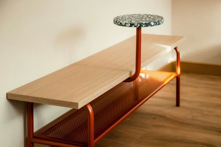 bench in guest room at scandic go st eriksgatan in stockholm