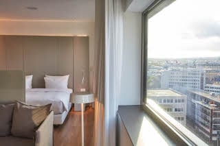 view from master suite at scandic frankfurt museumsufer in germany