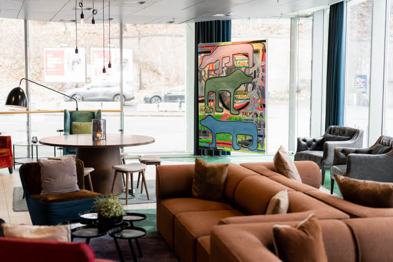 lobby at scandic vulkan in oslo