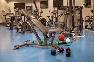 Gym with weights. 