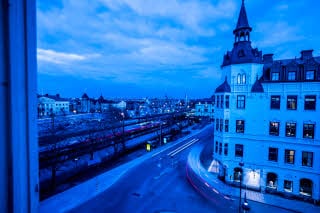 Night view from a window hotel Scandic CH Gavle