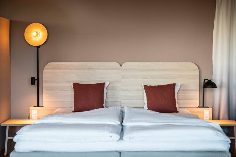 beds in junior suite at scandic sydhavnen in copenhagen