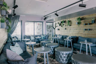 Rooftop bar lounge area