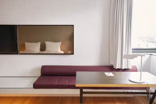 standard room desk at scandic frankfurt museumsufer in germany