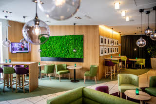 lobby and dining area of scandic aalborg city